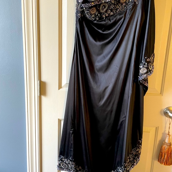 Brand new buttery soft black satin one shoulder dress with hand embroidery 💥💥 - Picture 9 of 9